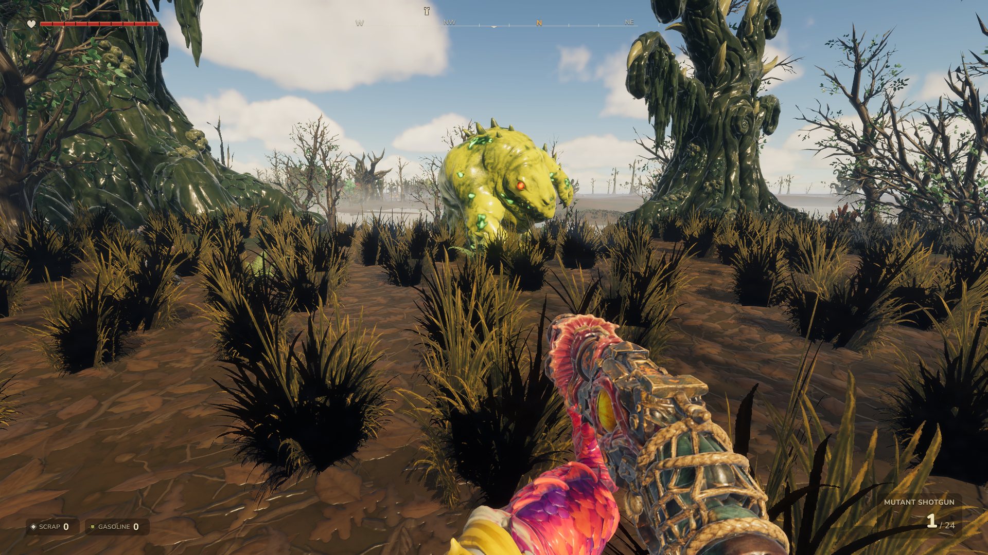 A hulking yellow mutant in the marsh